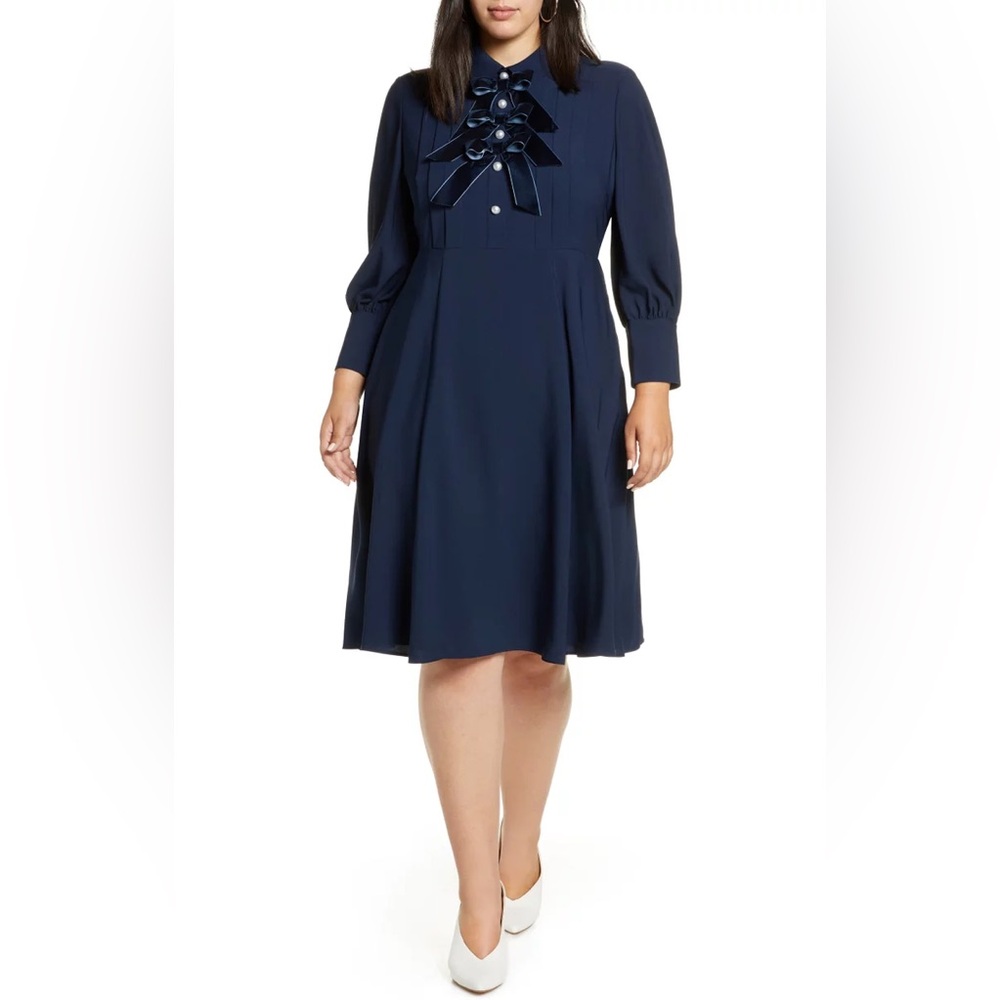 HALOGEN x ATLANTIC-PACIFIC Bow Detail Fit & Flare Dress